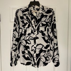 Loft XS Black & White Blouse with Buttons